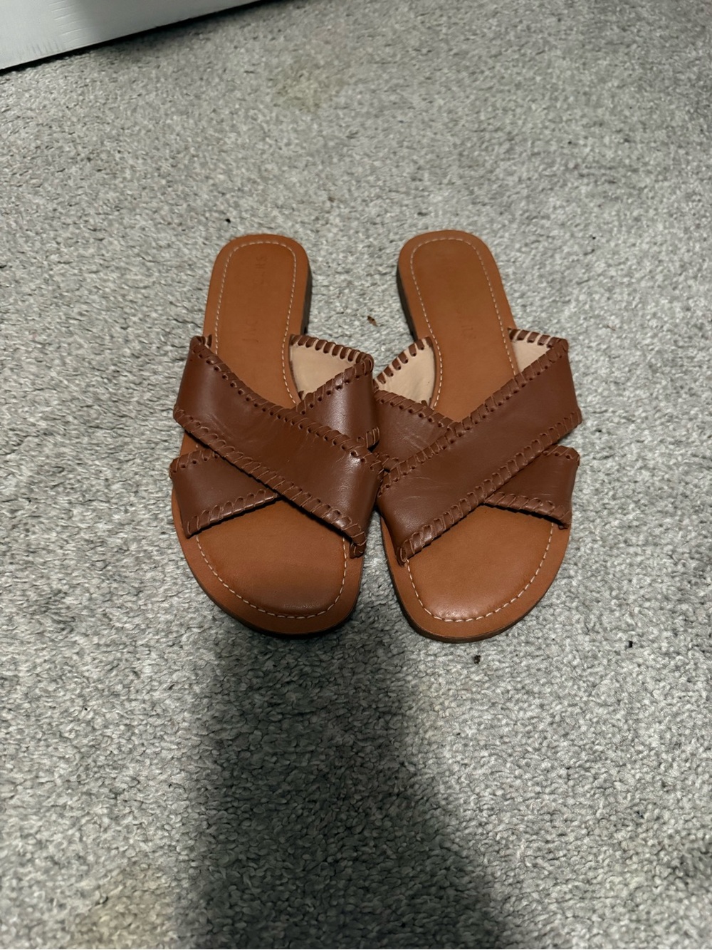 Brown Jack Rogers Cross-Strap Slide Sandals